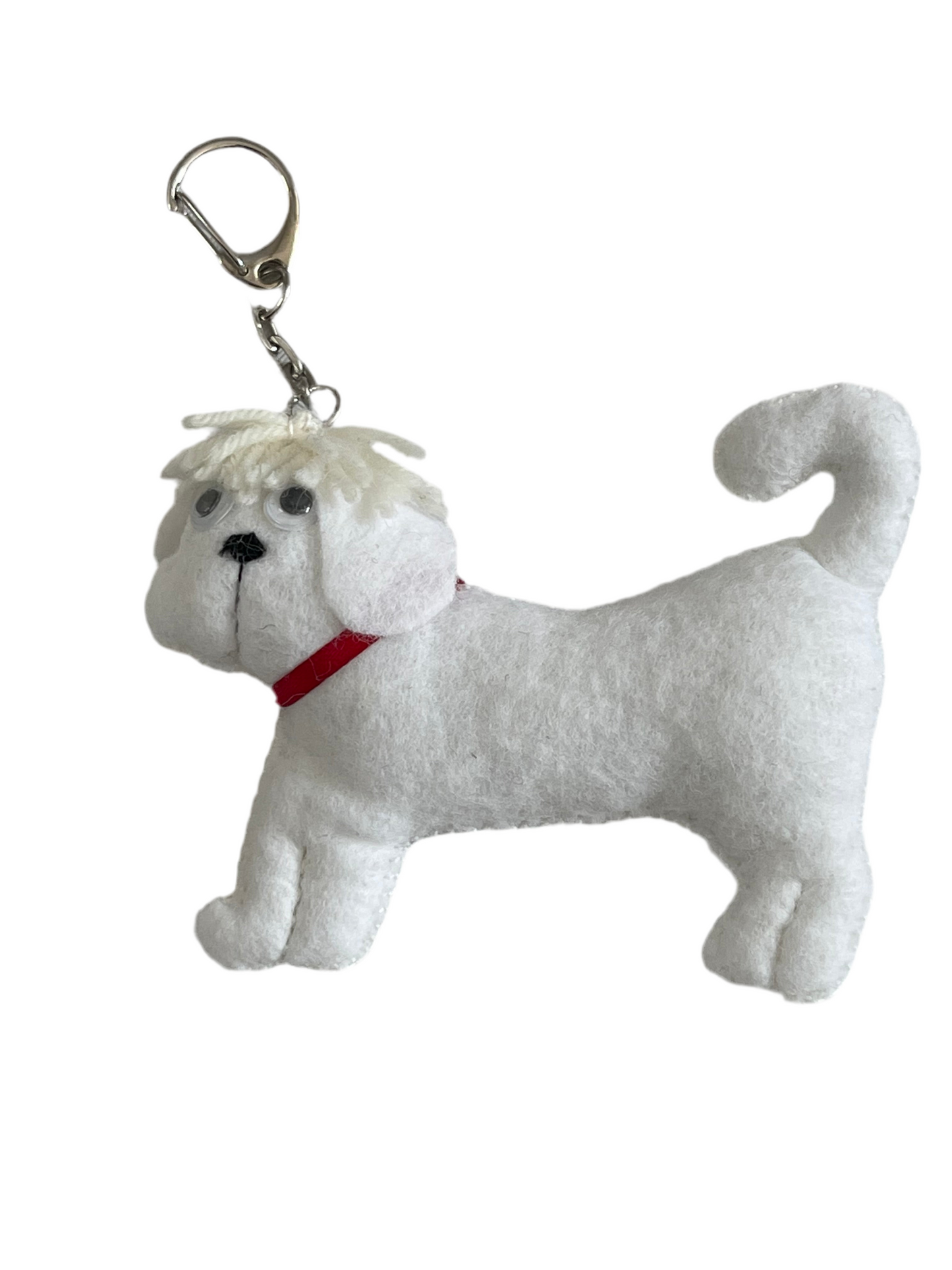 Fluffy Maltese Keychain