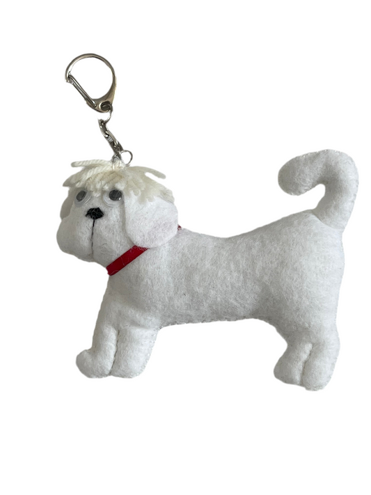 Fluffy Maltese Keychain
