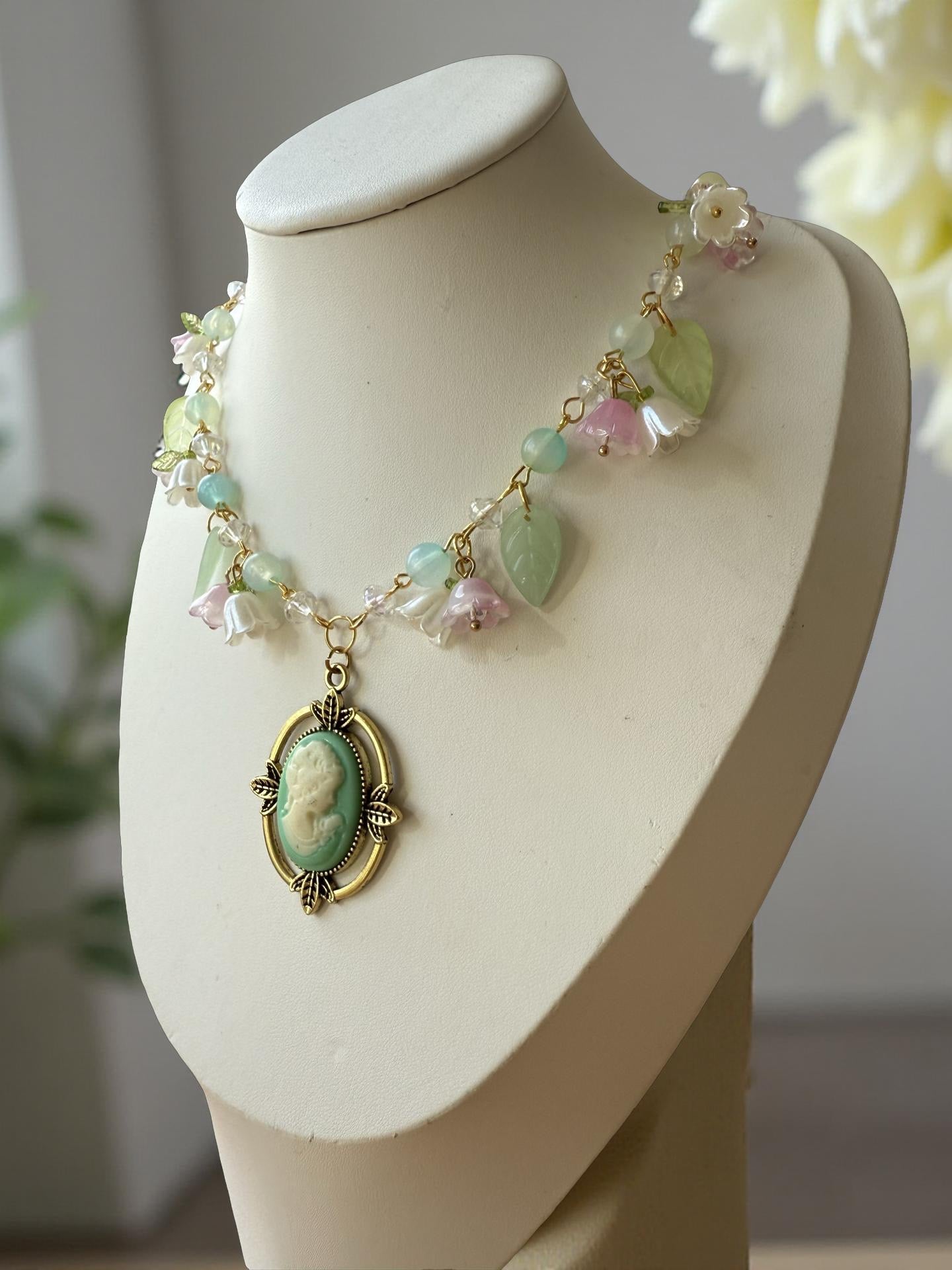 Eleanor’s Garden – Vintage Pastel Cameo Necklace