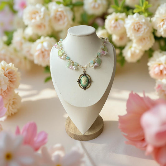 Eleanor’s Garden – Vintage Pastel Cameo Necklace