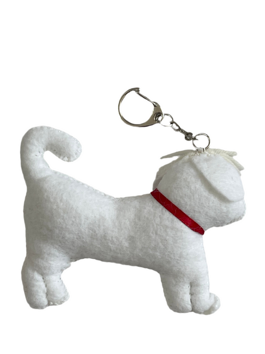 Fluffy Maltese Keychain