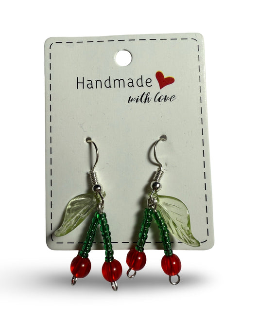Cherry Belle / Midnight Cherry – Handmade Beaded Earrings