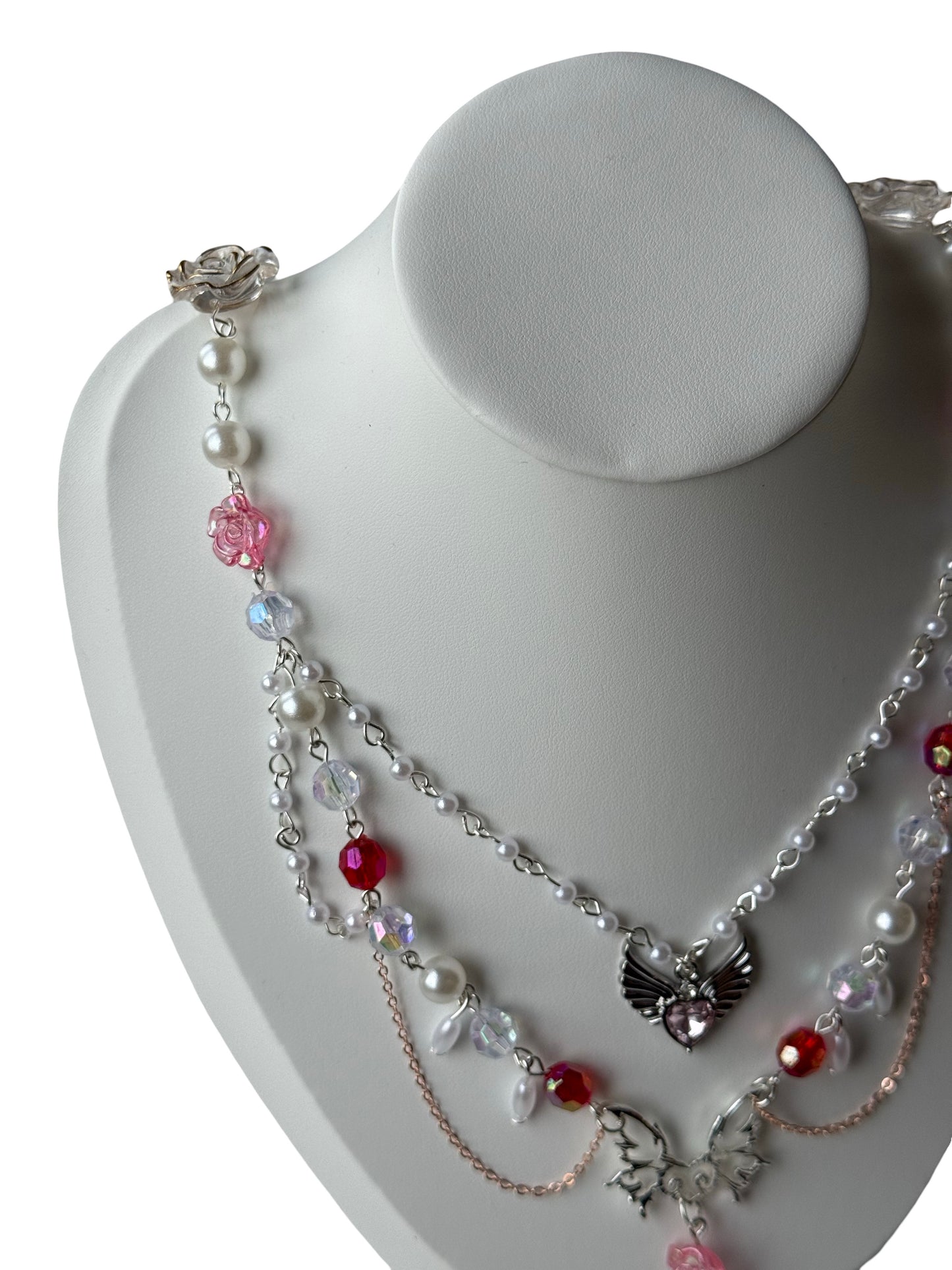 Ravena – Dark Rose & Winged Heart Necklace