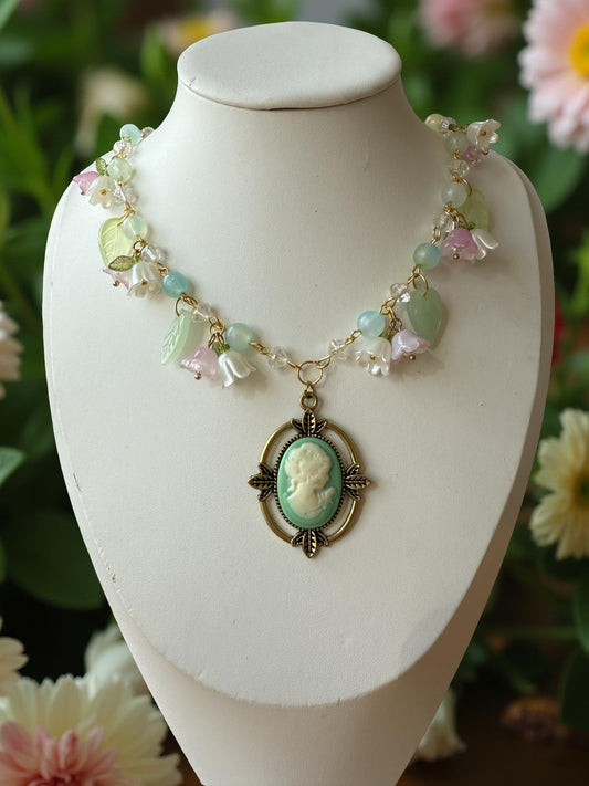 Eleanor’s Garden – Vintage Pastel Cameo Necklace