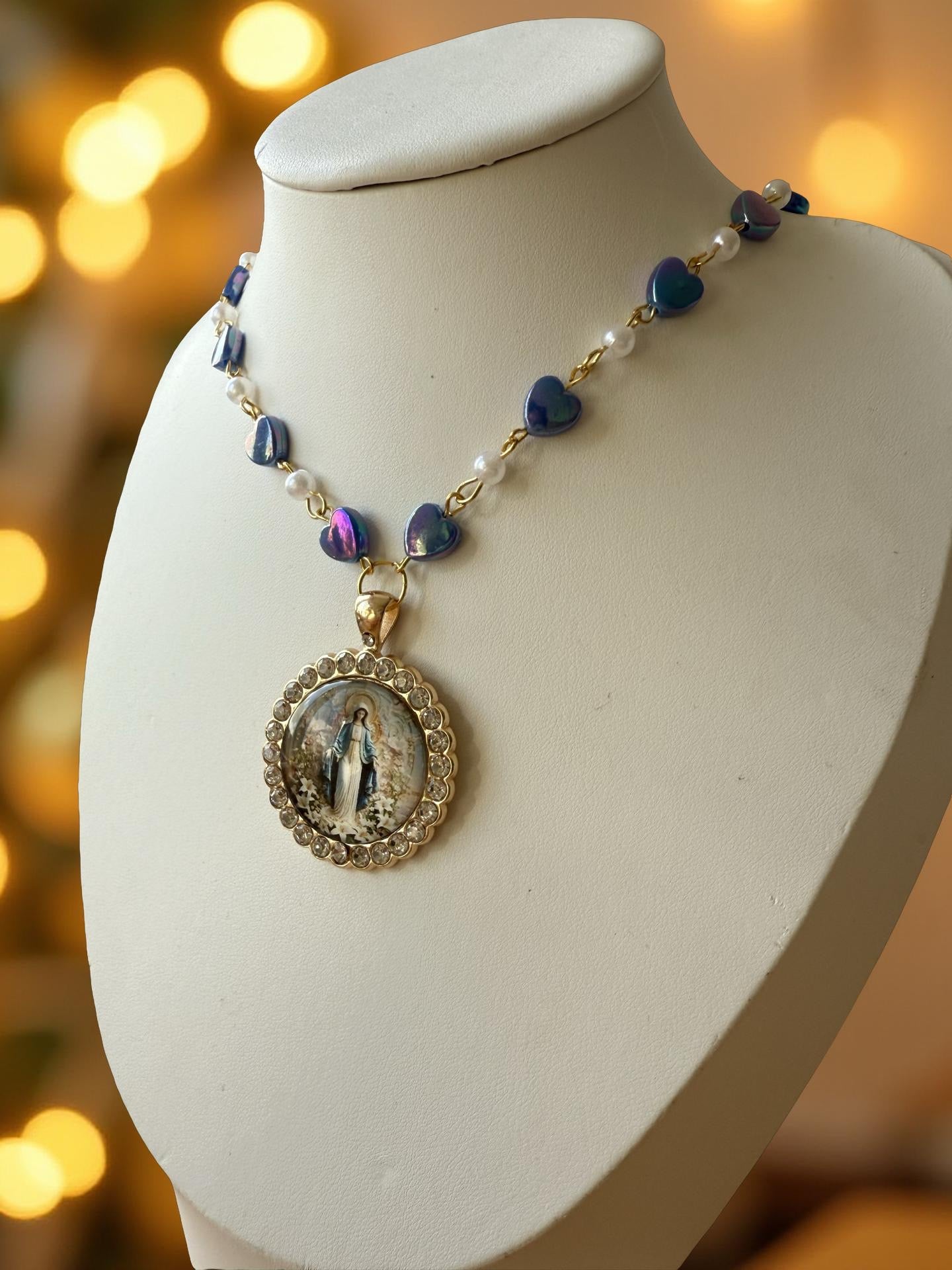 š¹ Virgin Mary Heart Pearl Necklace