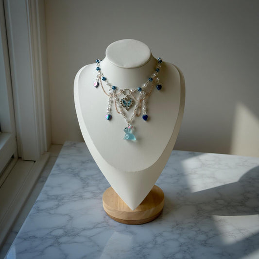 Elaria – Enchanted Blue Bunny & Butterfly Necklace