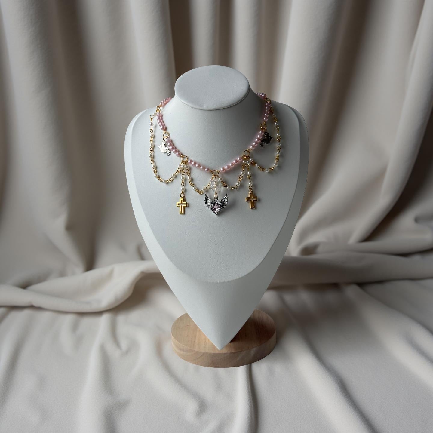 Evangeline – Gothic Angel Pearl Necklace