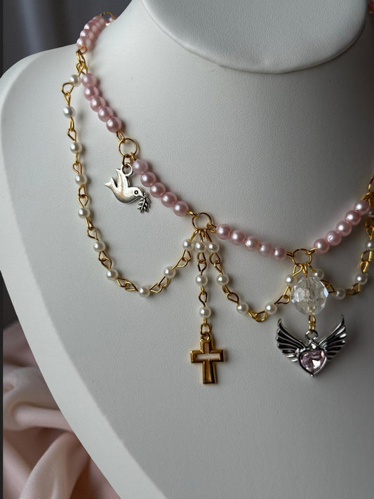 Evangeline – Gothic Angel Pearl Necklace