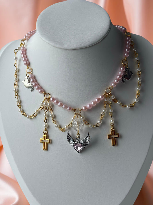 Evangeline – Gothic Angel Pearl Necklace