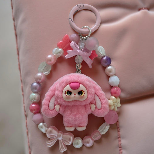 Pink Bunny Bloom 🌸 Keychain