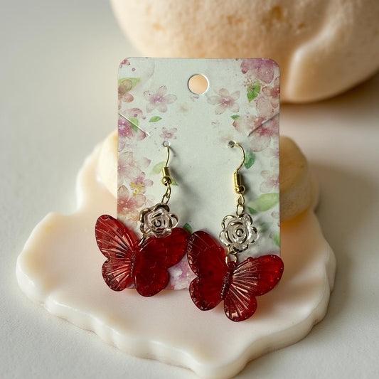 Crimson Butterfly Earrings