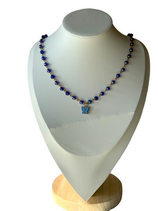 Blue Whisper Butterfly Necklace