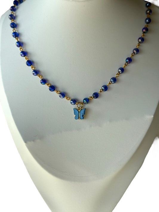 Blue Whisper Butterfly Necklace