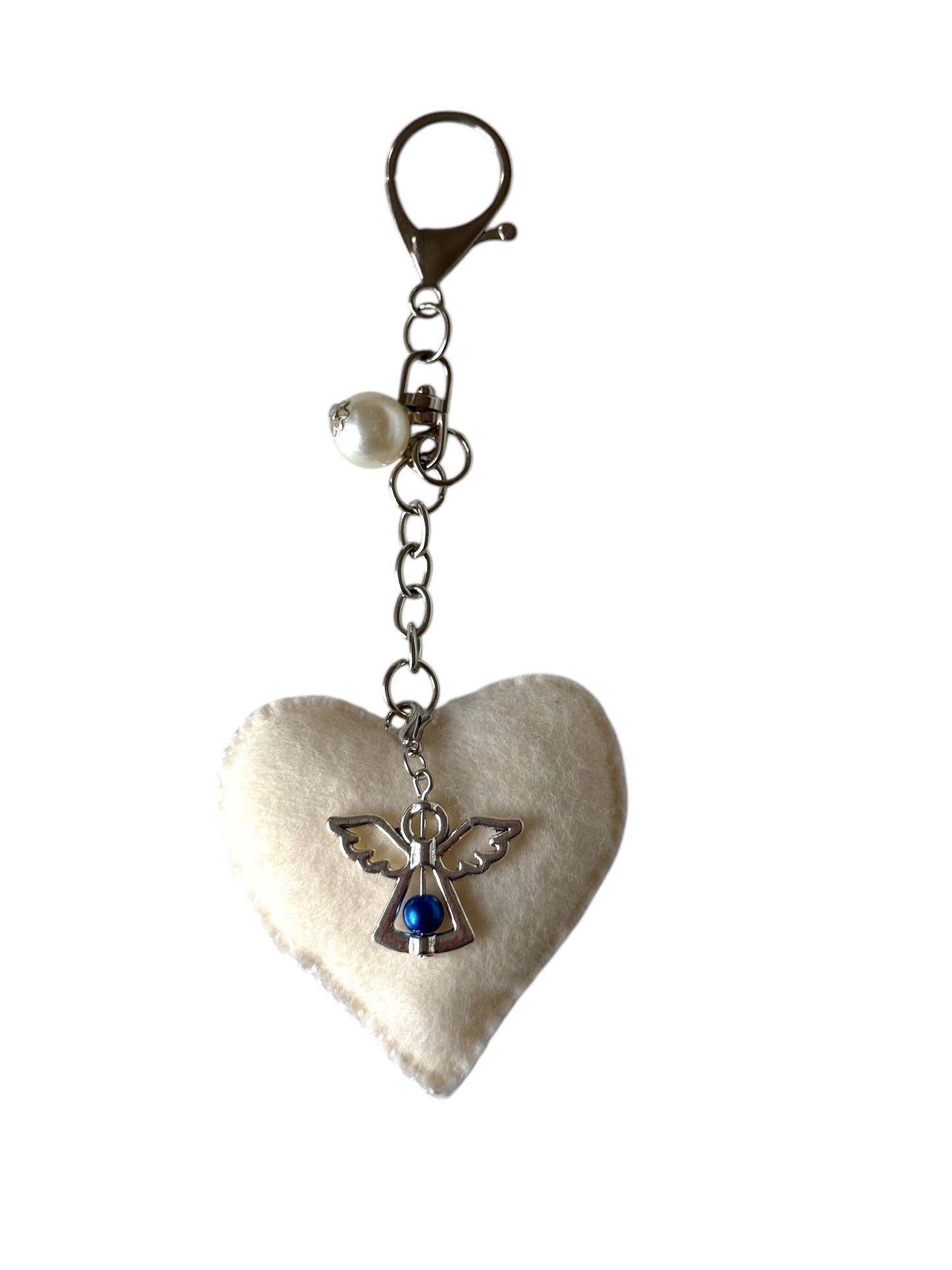 Guardian Heart – Felt Keychain with Angel Charm