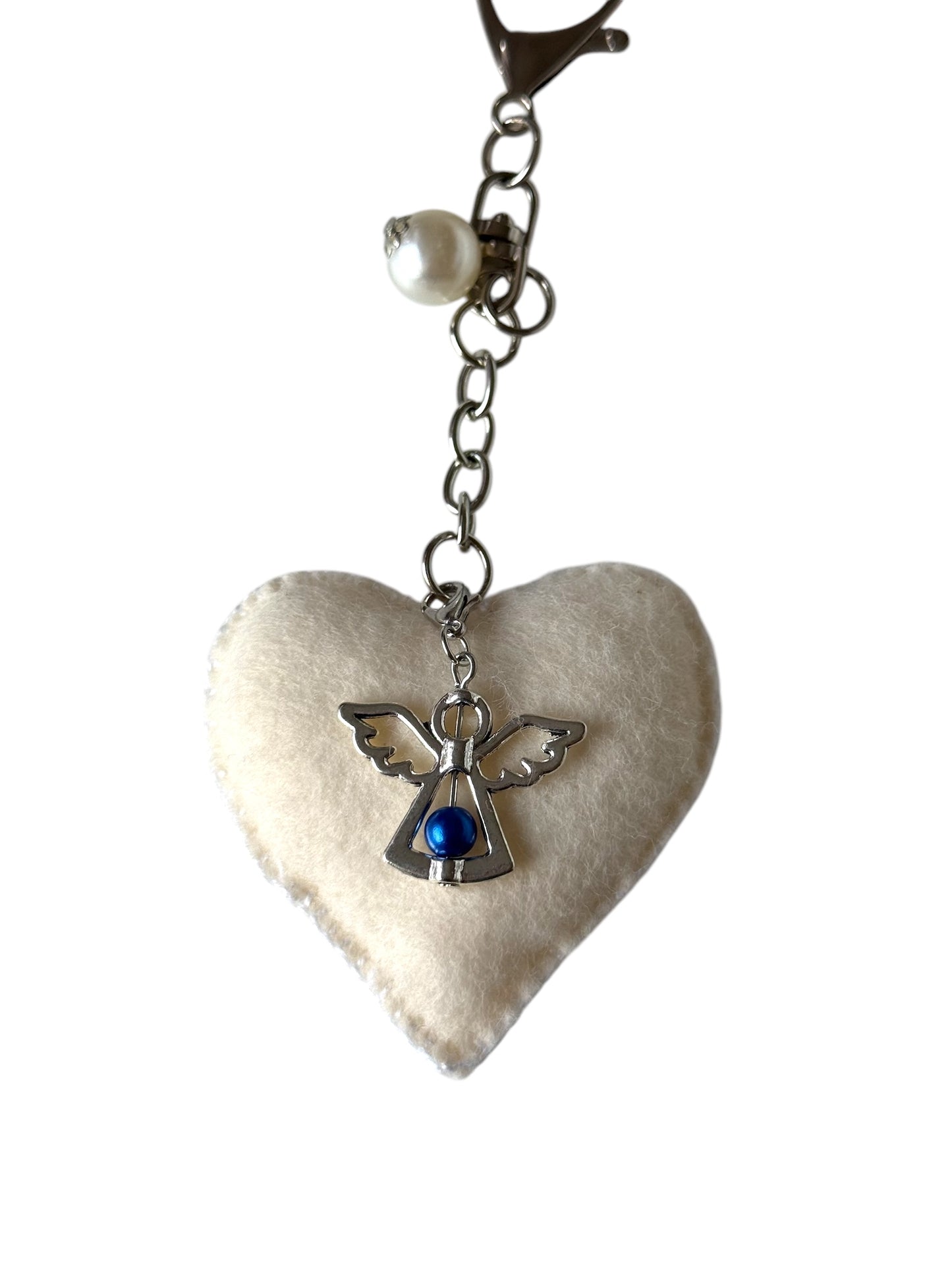 Guardian Heart – Felt Keychain with Angel Charm