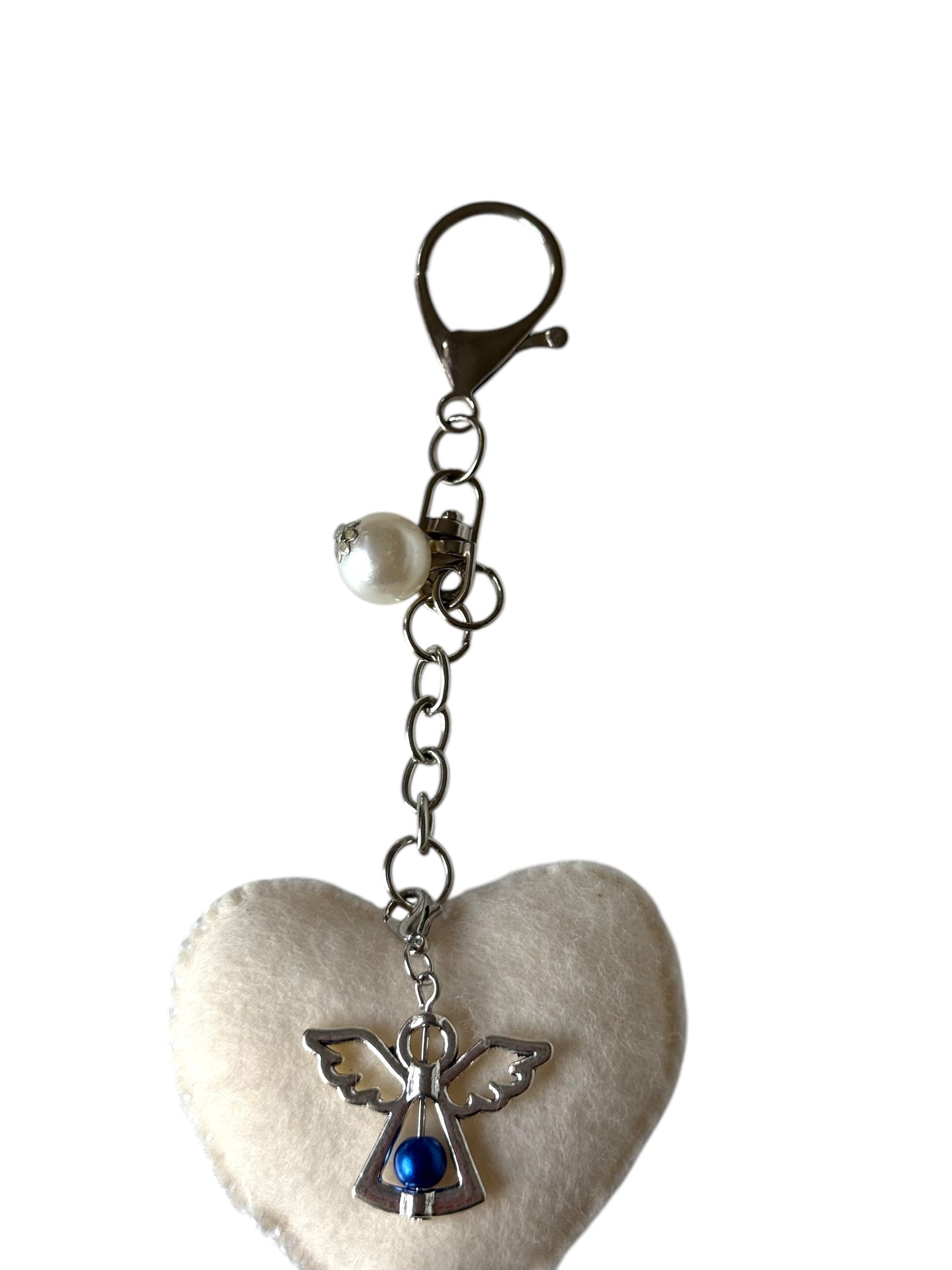 Guardian Heart – Felt Keychain with Angel Charm