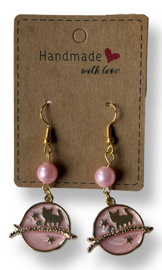 Lunar Cat Dreamcatcher Earrings