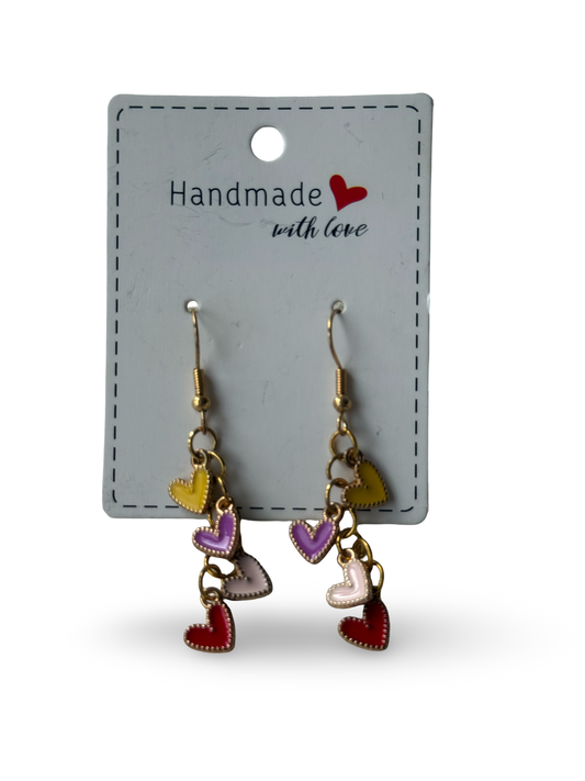 Heart Charm Cascade Earrings