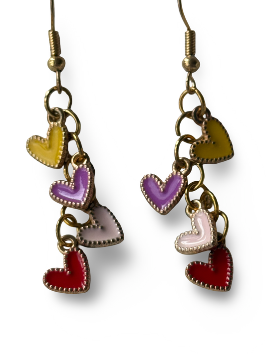 Heart Charm Cascade Earrings
