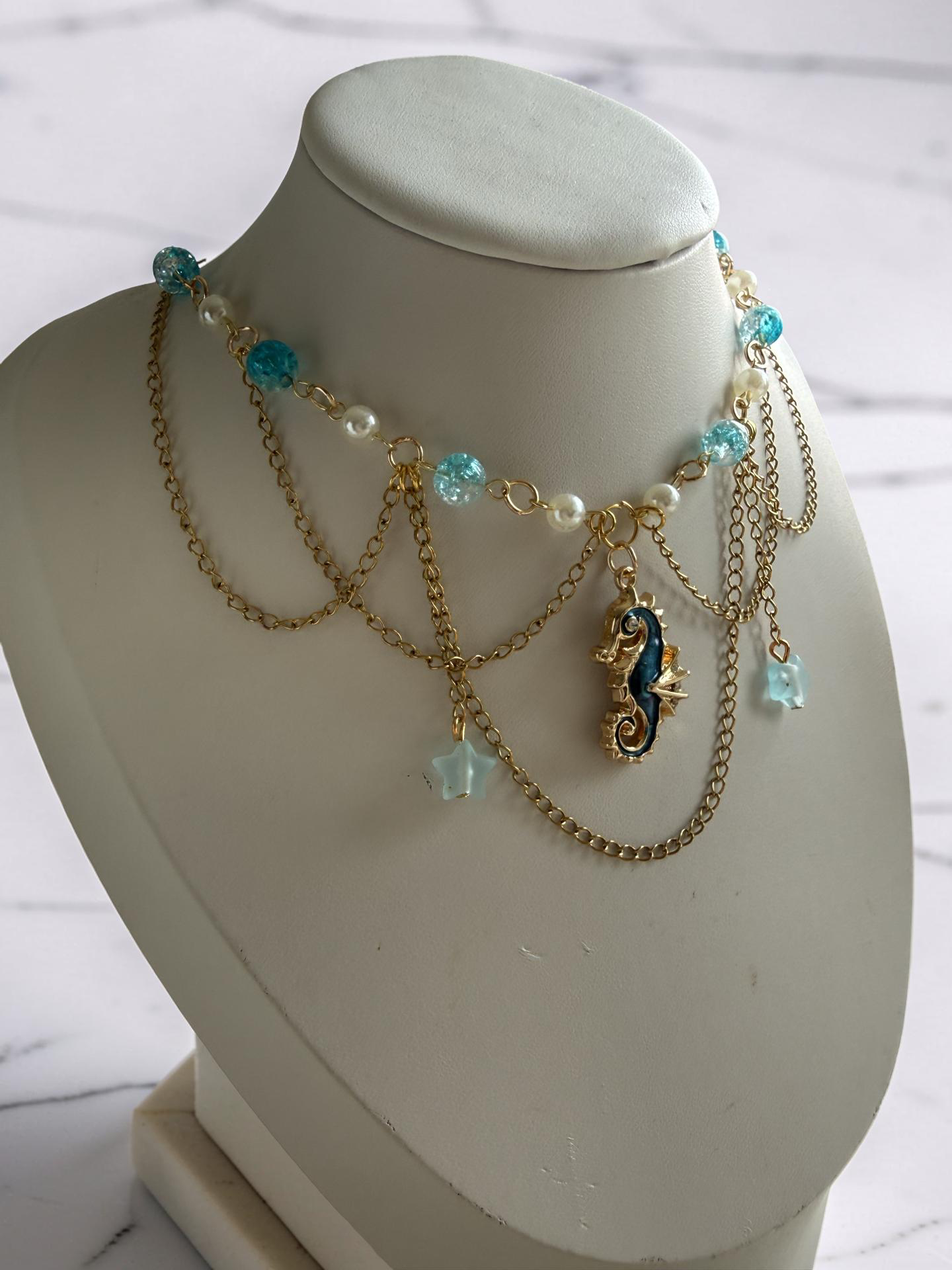 Azure Seahorse Necklace 🌊 Made to order