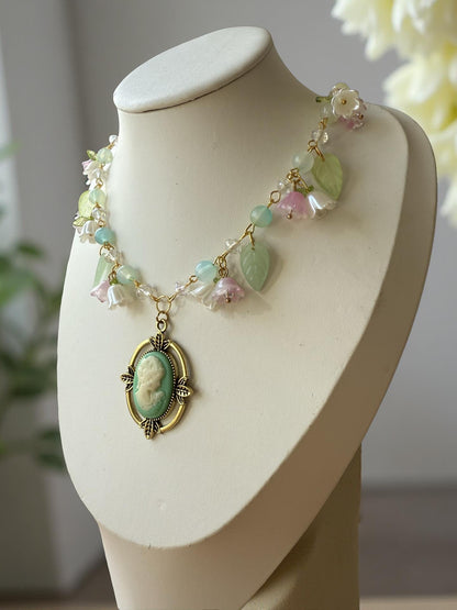 Eleanor’s Garden – Vintage Pastel Cameo Necklace