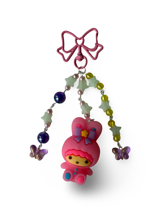 Pink Star Bunny Keychain
