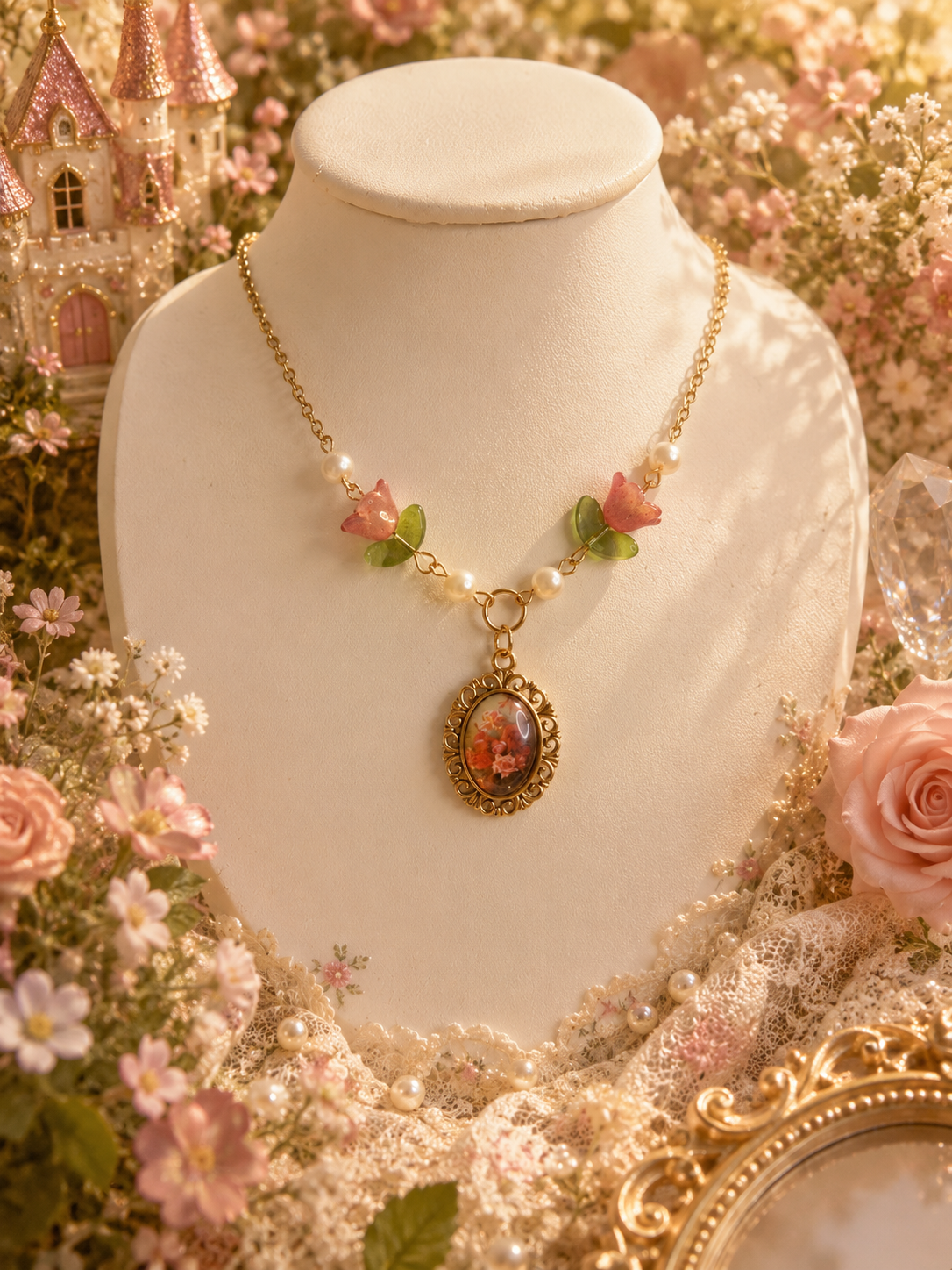 🌸 Rosebud Pearl Necklace
