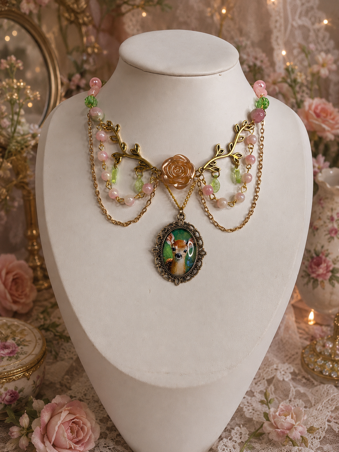 🦌 Fawn’s Secret Garden Necklace 🌿