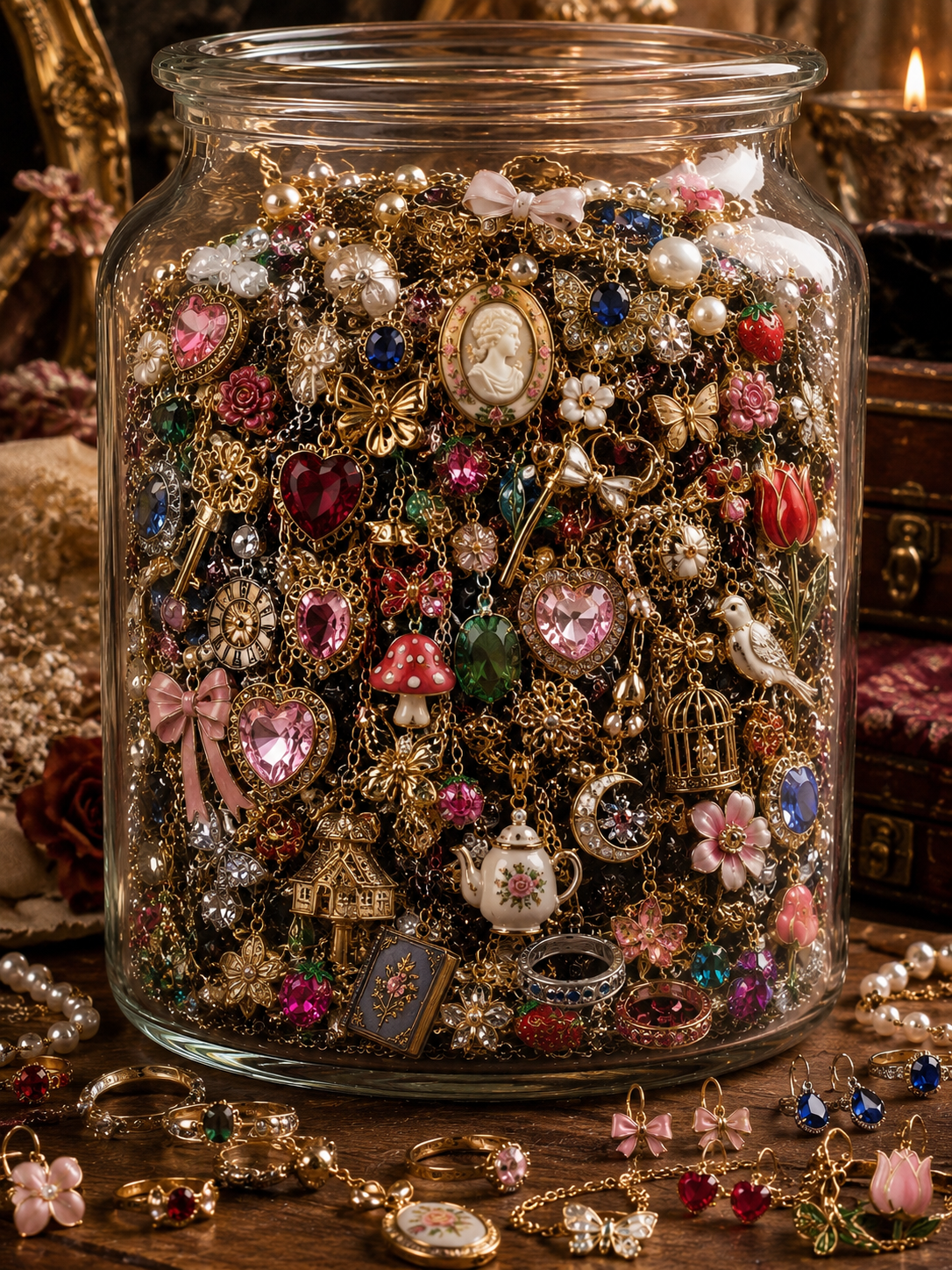 ✨ Whimsical Mystery Jewelry Jar – Handmade & Curated Enchanted Jewelry Collection