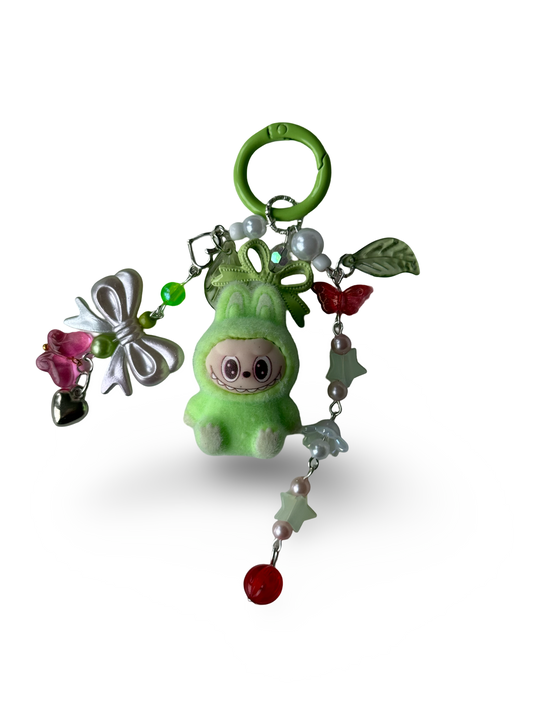 Fluffy Green Monster Keychain