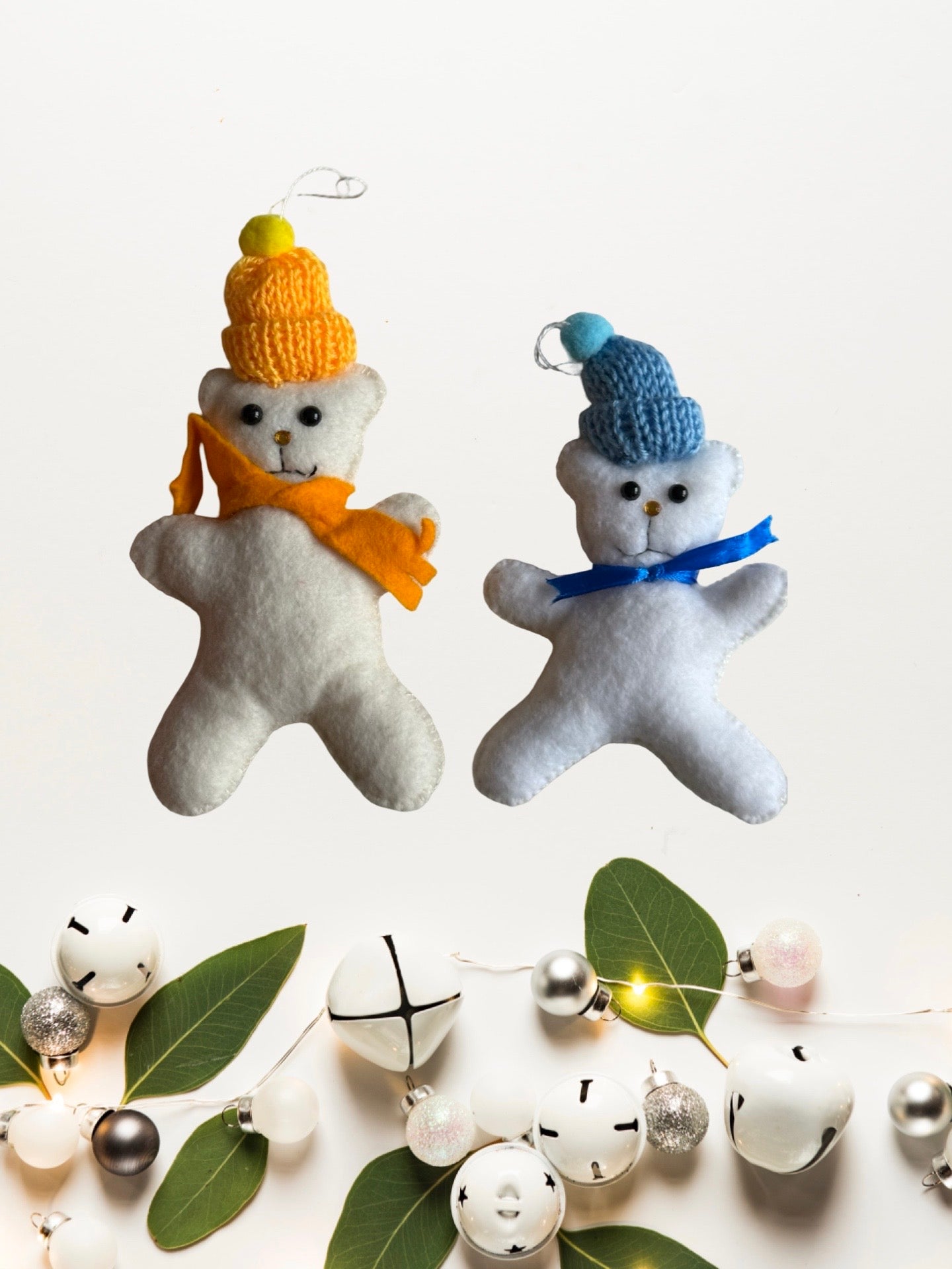 ❄️ Handmade Winter Bear Ornament – Felt Plush Decoration