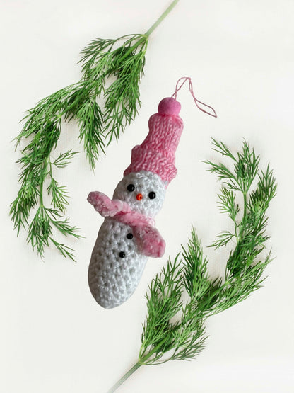 ⛄ Handmade Crochet Snowman Ornament – Winter Christmas Decoration