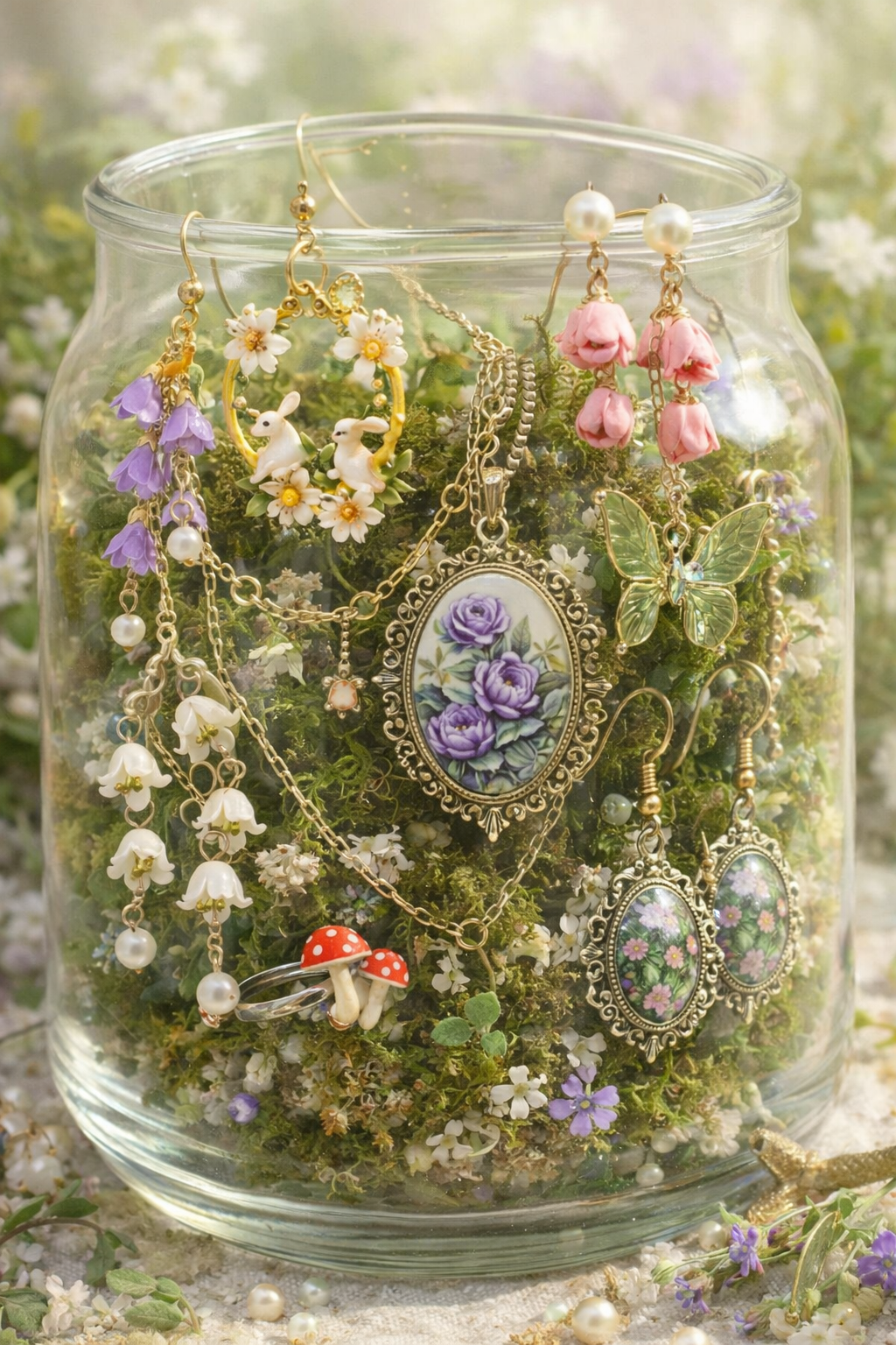 Cottagecore Mystery Jewelry Jar 🦌🐿️🌿🌺