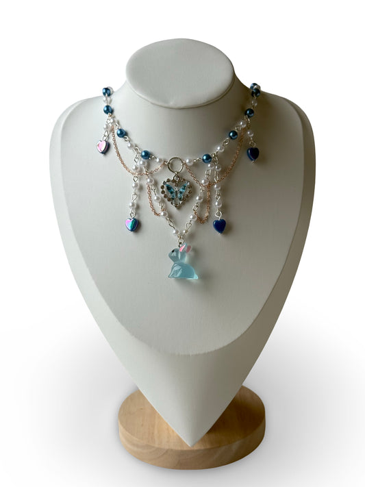 Elaria – Enchanted Blue Bunny & Butterfly Necklace