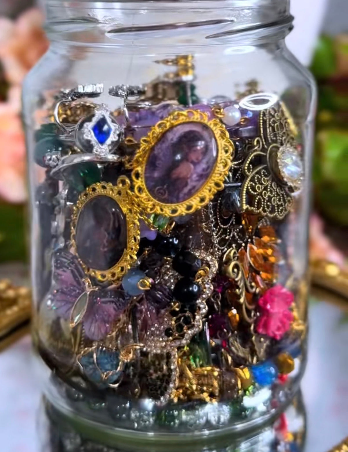 🌑 Dark Fairycore Mystery Jewelry Jar – Handmade & Curated Enchanted Collection 🧚‍♀️✨