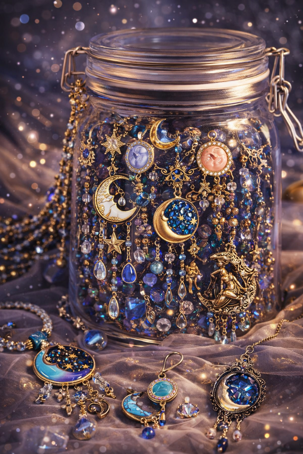 ✨ Celestial Goddess Jewelry Jar – Handmade & Curated Cosmic Collection 🌙⭐