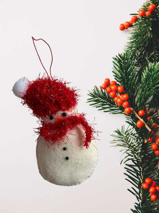 ⛄ Handmade Snowman Ornament – Glittery Christmas Felt Decoration