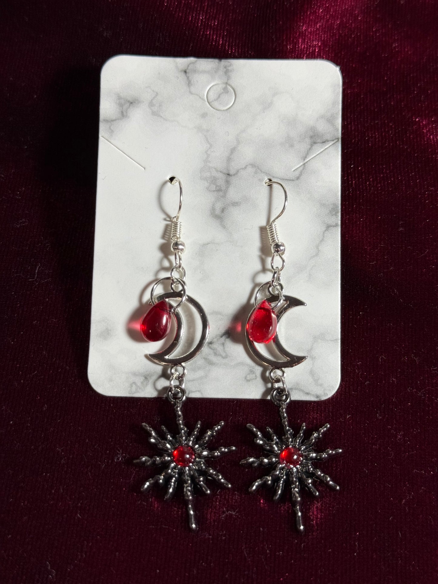 Crimson Moon & Starburst Earrings