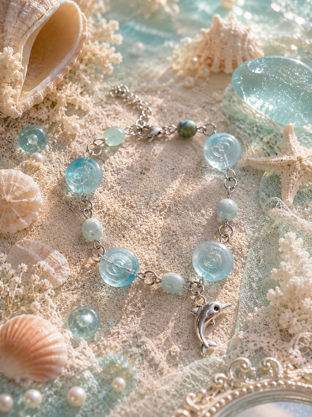 🐬 Seafoam Dolphin Bracelet
