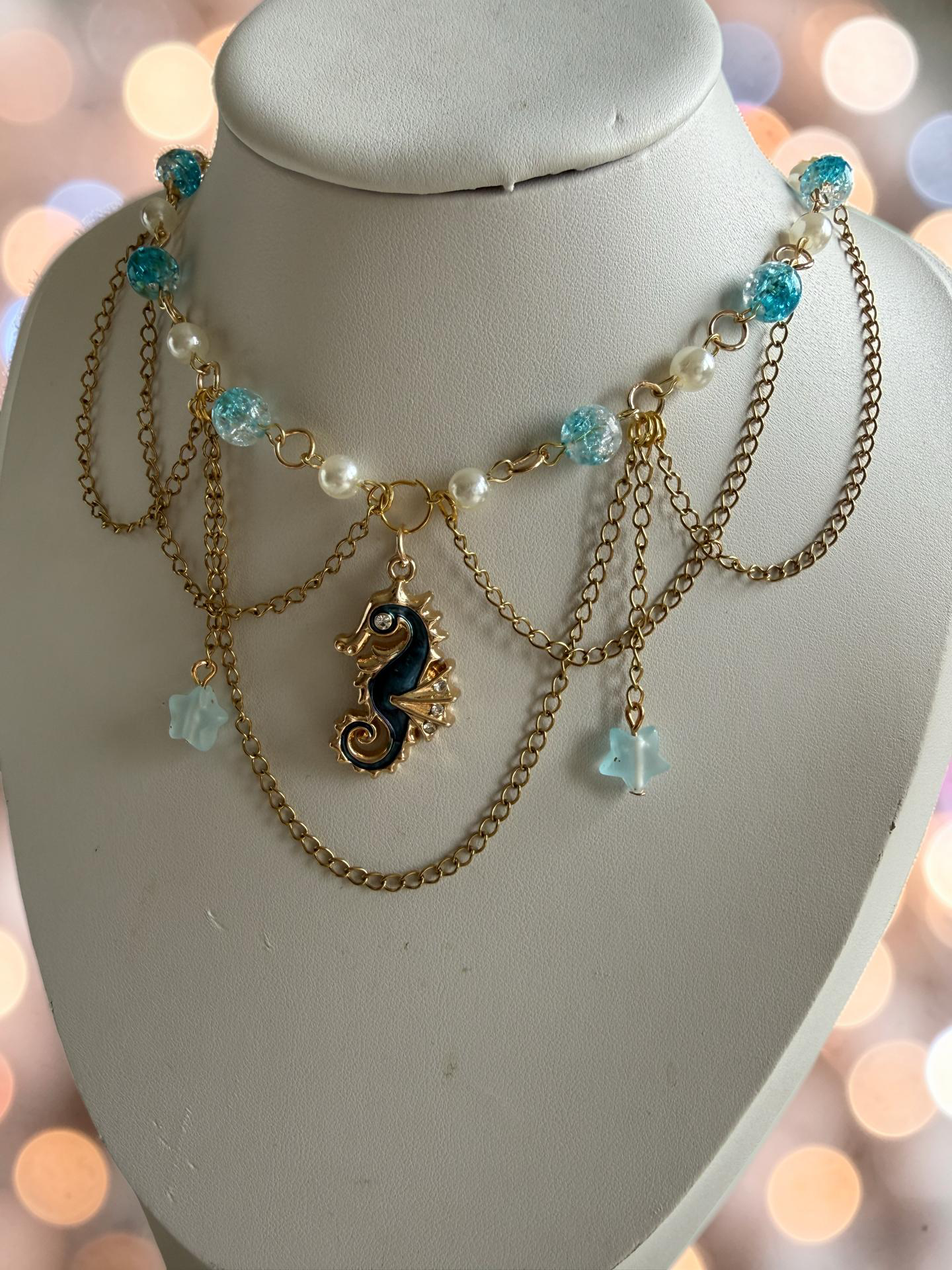 Azure Seahorse Necklace 🌊 Made to order