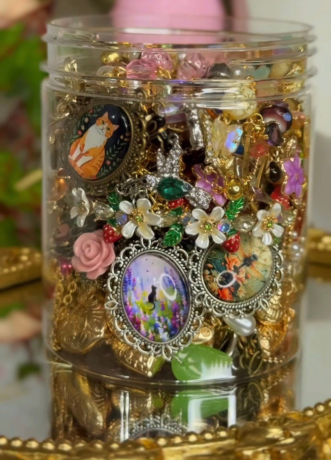 🌿 Cottagecore Jewelry Jar – Handmade & Curated Nature Aesthetic Collection 🍓🦋