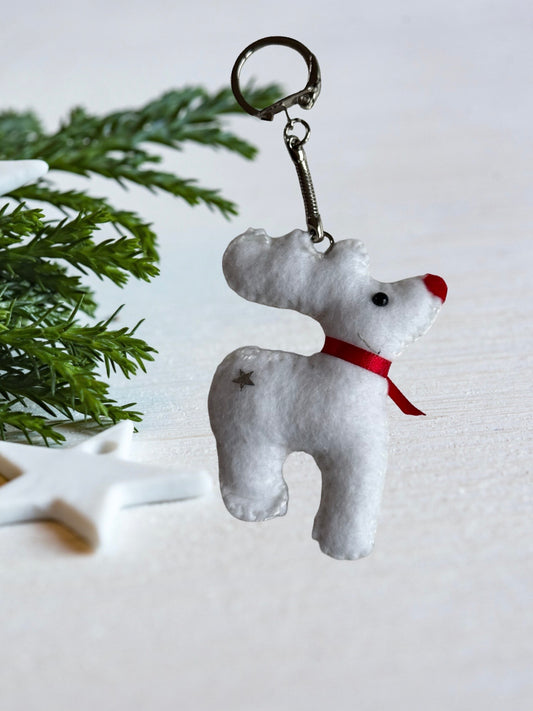 🦌 Handmade Reindeer Keychain – Christmas Felt Plush Charm