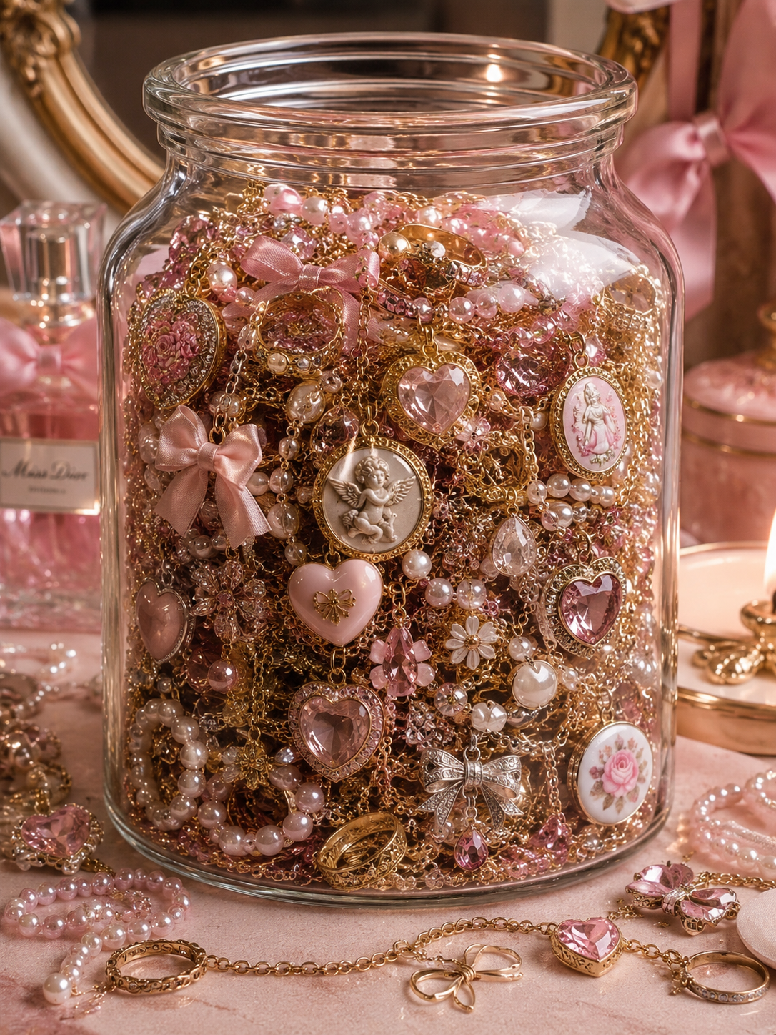 🎀 Girly Mystery Jewelry Jar – Handmade & Curated Coquette Jewelry Collection