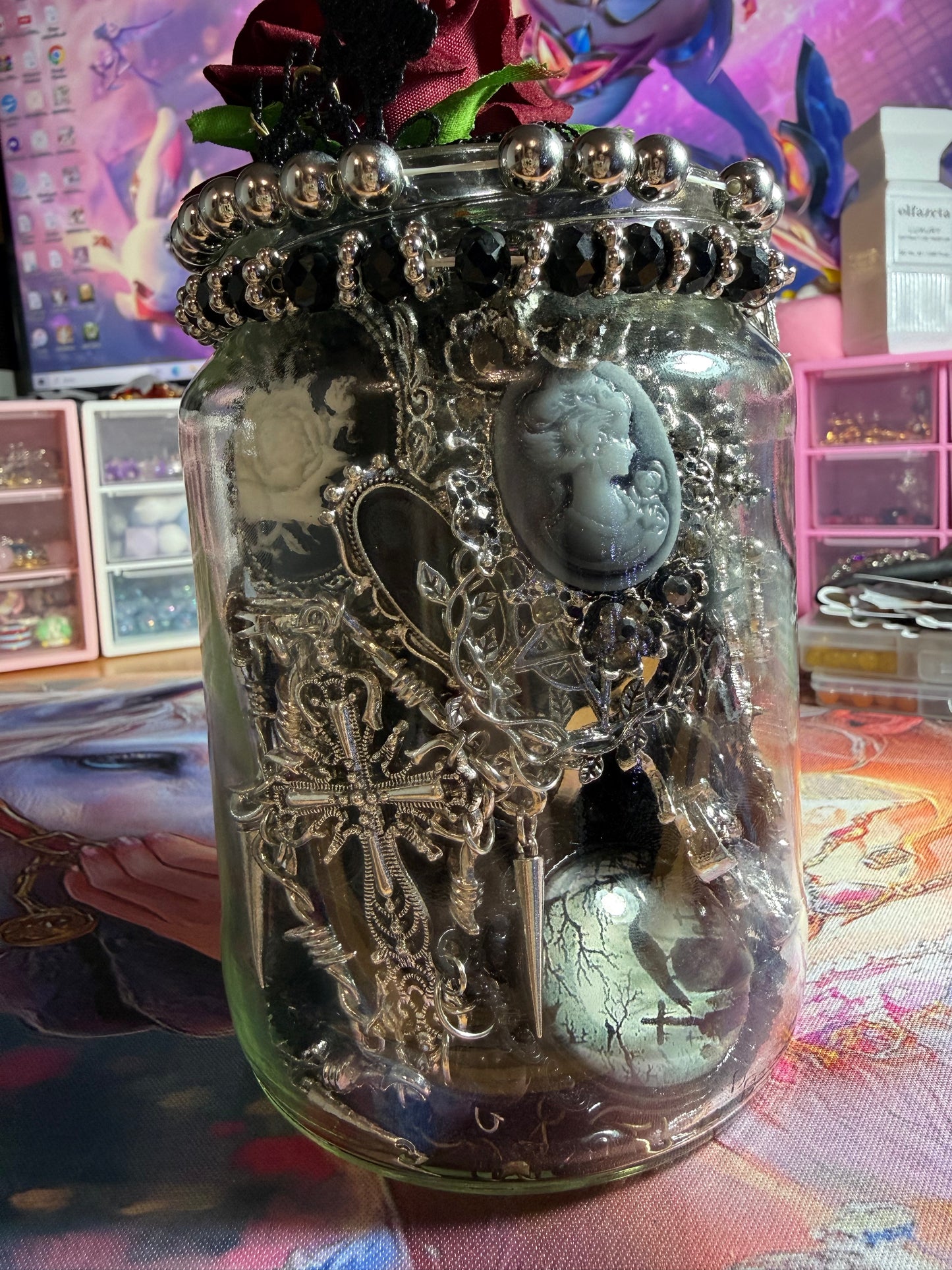 Custom Gothic Themed Mystery Jewerly Jar ⚰️🩸🖤