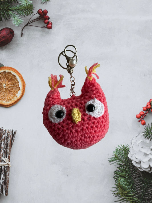 🦉 Handmade Crochet Owl Keychain – Cute Plush Charm