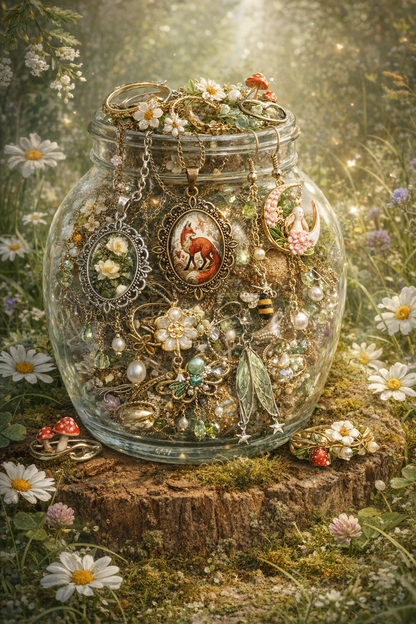 Cottagecore Mystery Jewelry Jar 🦌🐿️🌿🌺