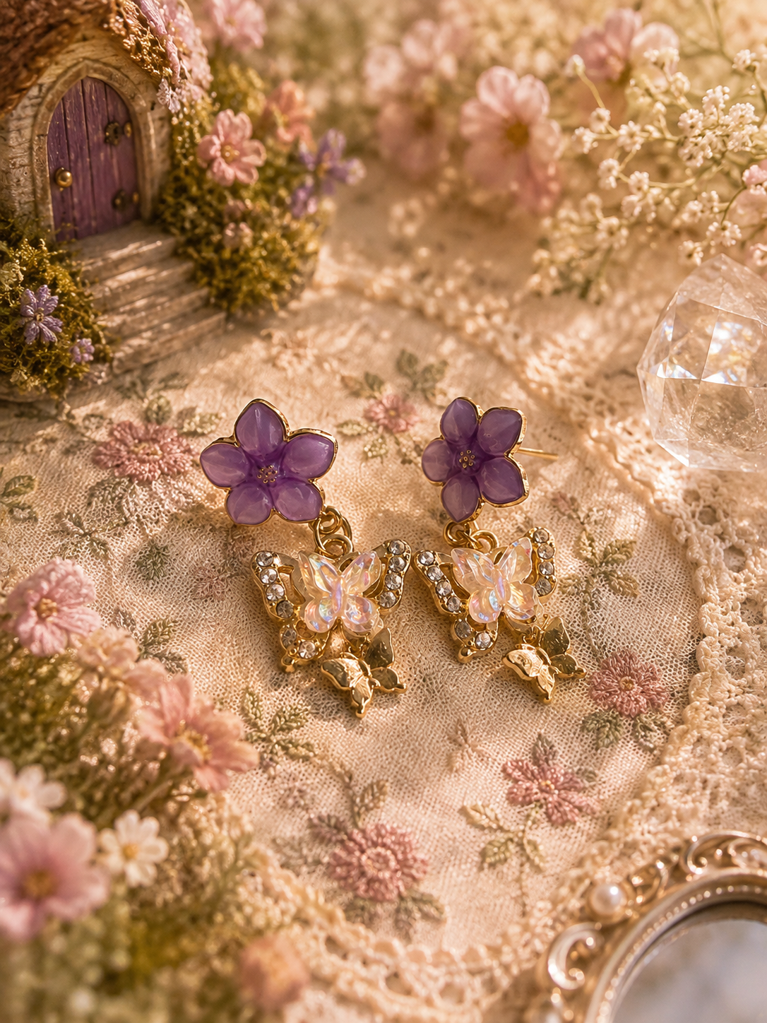 💜 Violet Butterfly Garden Earrings