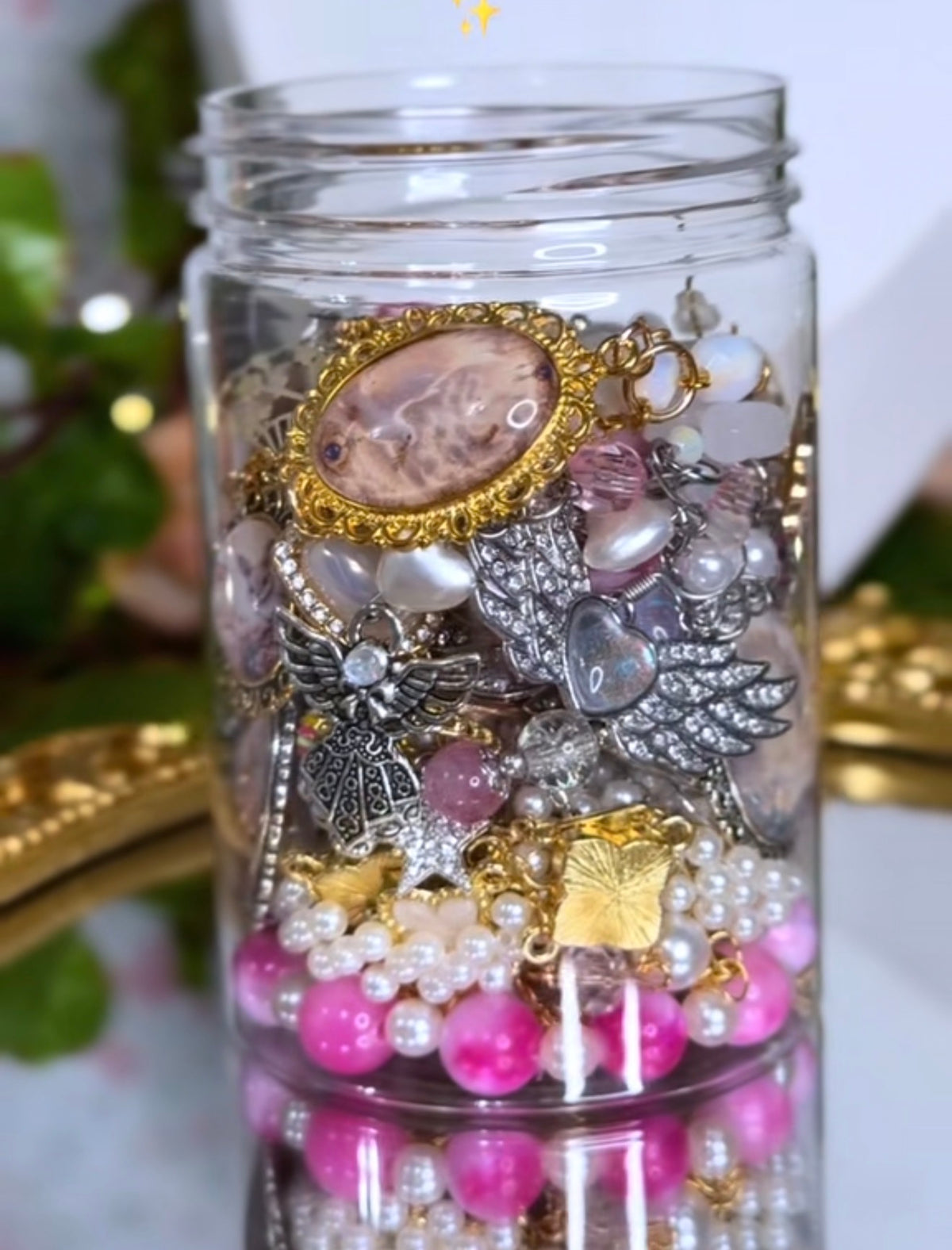 ☁️ Dreamy Angelcore Mystery Jewelry Jar – Handmade & Curated Ethereal Jewelry Collection ✨