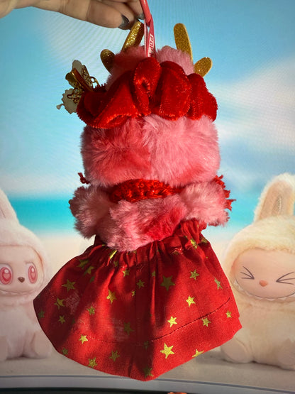 Labubu “Ruby Reindeer Dream” – Original Pop Mart Plush Charm 🦌❤️✨