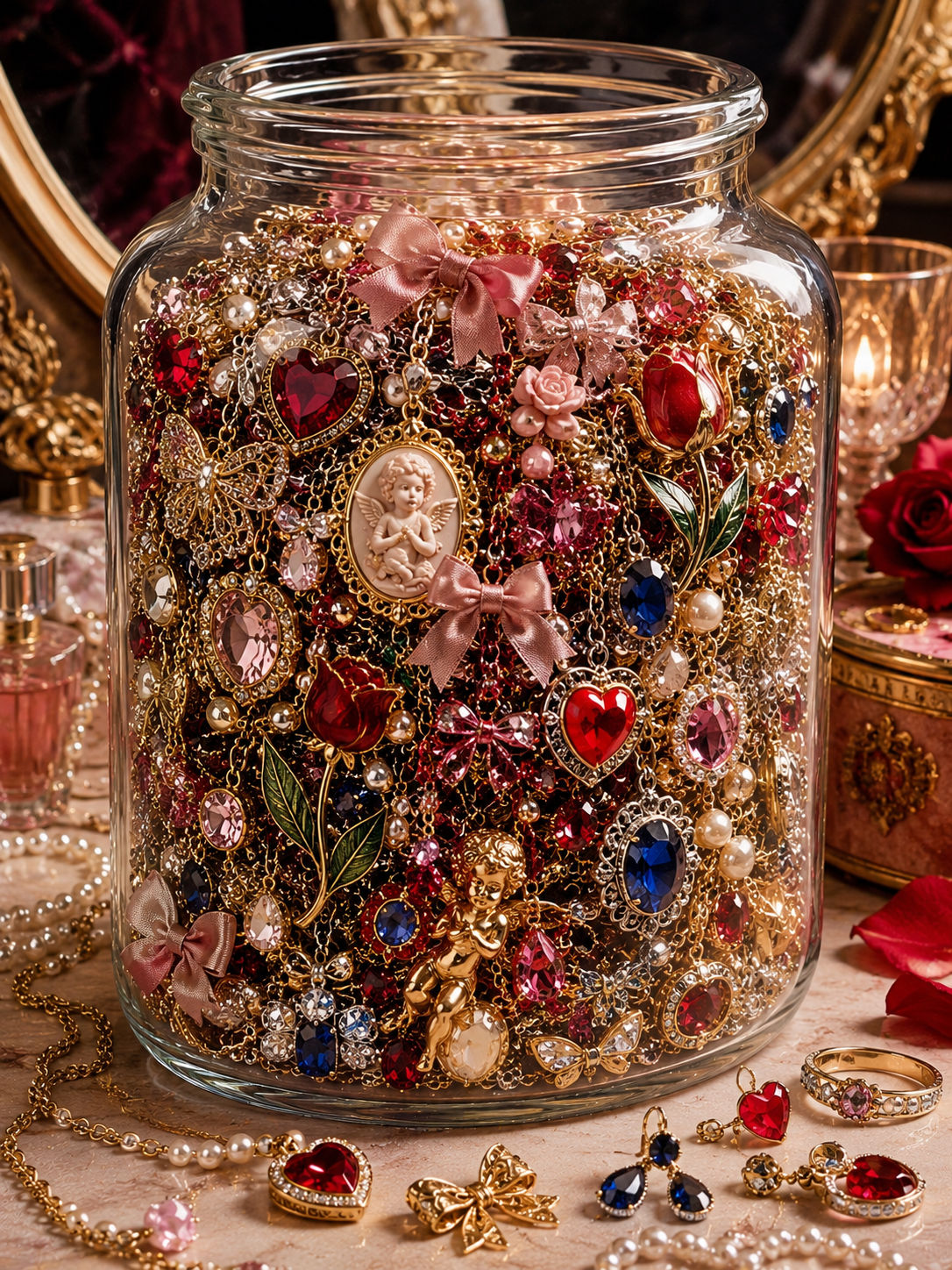 🎀 Girly Mystery Jewelry Jar – Handmade & Curated Coquette Jewelry Collection
